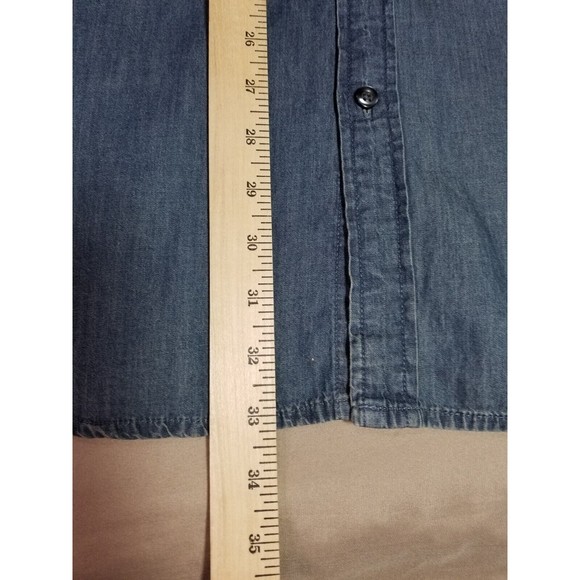 Clairborne Denim Chambray Button Up Long Sleeve Shirt Men Sz XXL Blue Pockets - Picture 6 of 6
